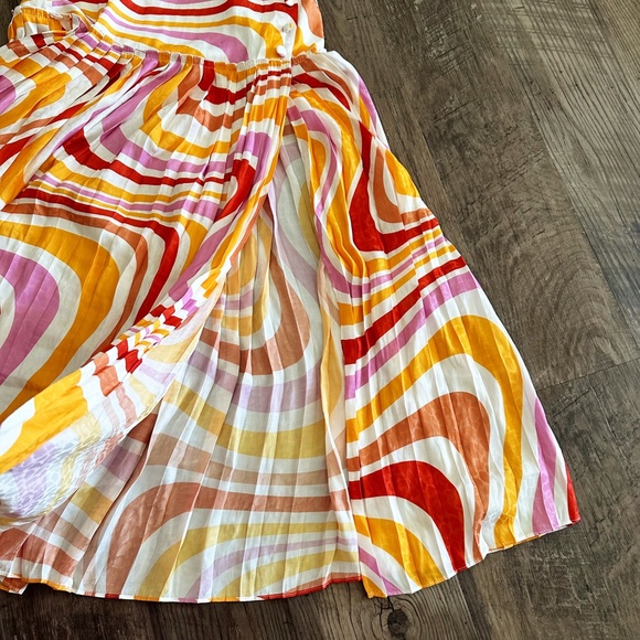 NWT Ted Baker Faidi Dropped Waist Pleated Retro Allover Print Midi Skirt 0/US 2 - Picture 11 of 16